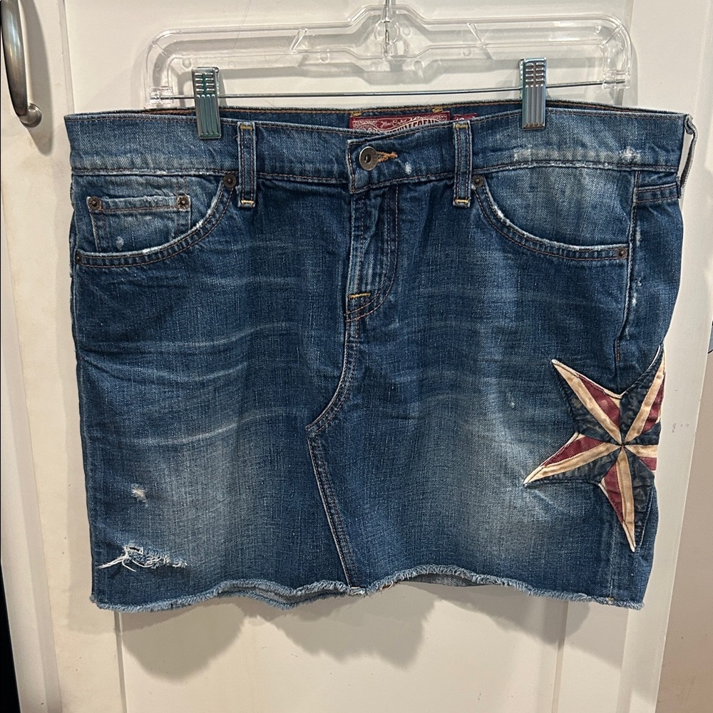 Lucky Brand Blue Denim Skirt with Star Detail